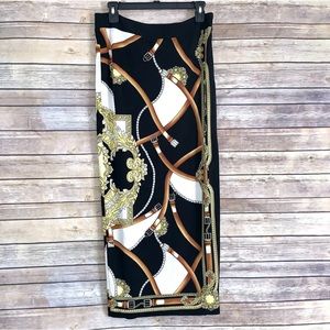 CACHE equestrian print skirt